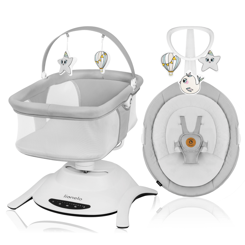 Lionelo Bella Set Grey Concrete – Rocker elektrik 2‑në‑1 me carrycot